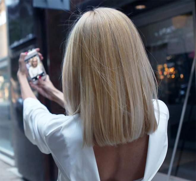 HOW-TO: Grown-out Ombre Transformed into an Edgy, Blonde Lob